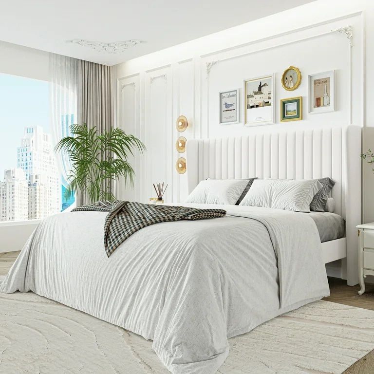 White Velvet Queen Size Bed Frame