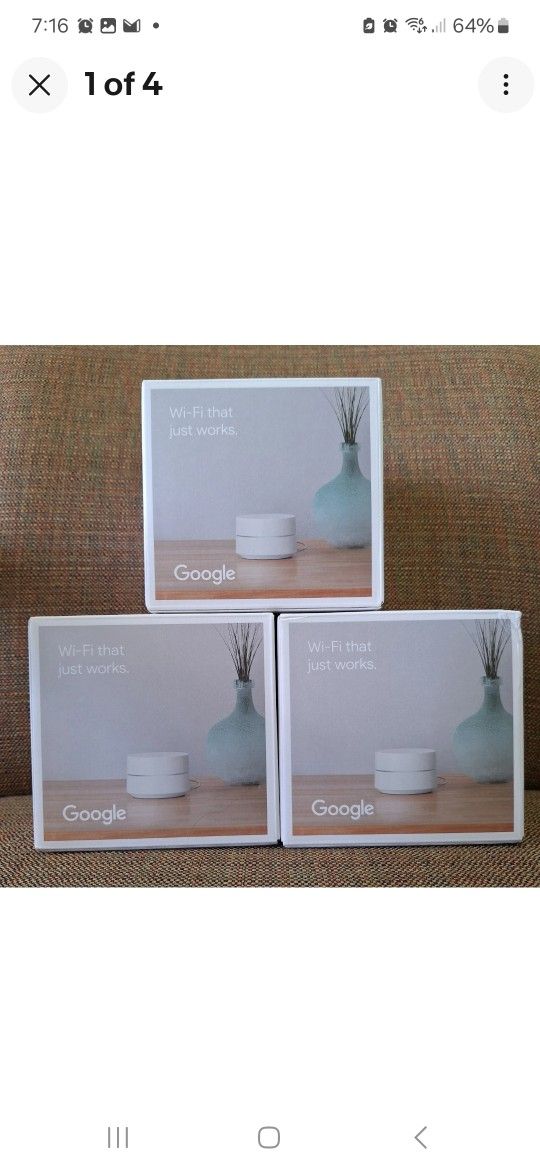 Google Home Wi-Fi Mesh WiFi System-Router AC1200, 4500 Sq Ft coverage - 3 pack