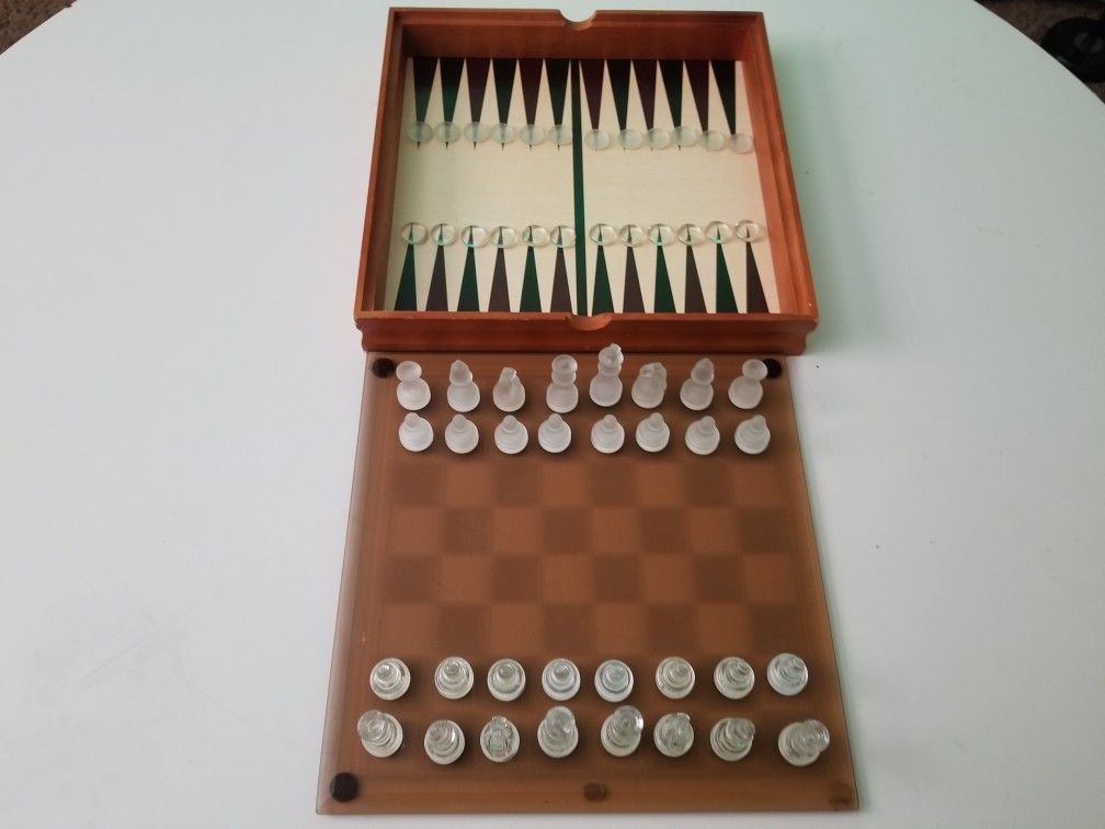 Chess and Backgammon Glass Board

