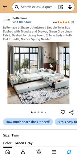 L-Shaped Twin platform bed w/ Trundle & Storage Drawer – Like New