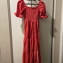 Red with White Polka Dot Dress Size L