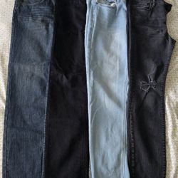 Lot of 4 Jeans ArizonaForever 21, &Denim Men's Skinny Jeans Lot, Blue Black Gray