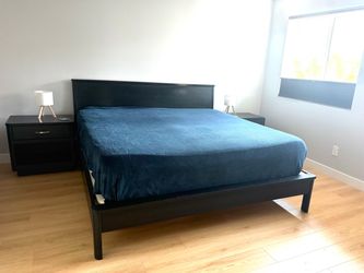 Solid Wood King Bed Frame + 2 Nightstands – Made in Oregon