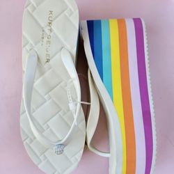 Kurt Geiger Kingston Wedge Flip Flops Women's Size 10