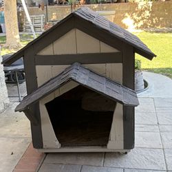 Pre-Owned Handmade Dog House On Wheels For A Large Dog . H 54” W 37” D” 49”