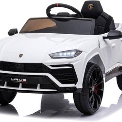 B-12V Kids Ride On Car Licensed Lamborghini Urus Electric Car for Kids Vehicle Toy/Parent Remote Control, USB Port, AUX, Spring Suspension, Opening Do