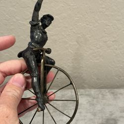 Antique Metal (Possibly Bronze) Sculpture of Unicycle Olympian w/ Wreath