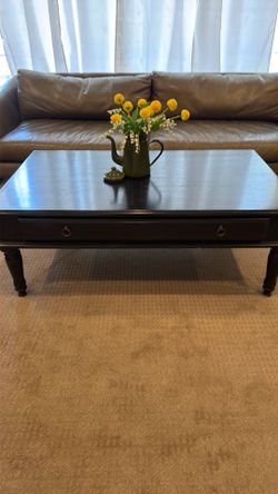 Black wooden  coffee table with drawer