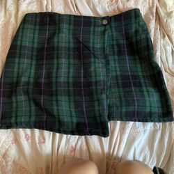 flannel asymmetrical mini skirt size L
