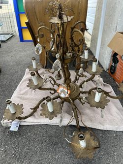 Antique Vintage Bronze Lamp Chandelier 