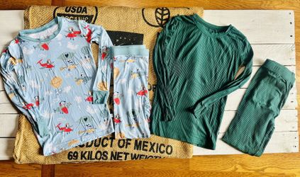 Little Sleepies (7-8) Fly Away & Emerald Ribbed Pajama Bundle  
