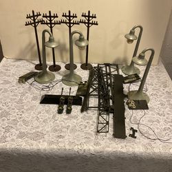 O GAUGE TRAIN ACCESSORIES - $20 for all - WATER TOWER & POLES, LIGHTS. MISC