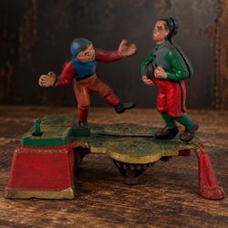 Vintage A Calamity Cast Iron Mechanical Football Bank Reproduction