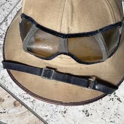 Original WW2 WWII German desert pith helmet With Goggles Africa Corps Rommel Afrika Korps 