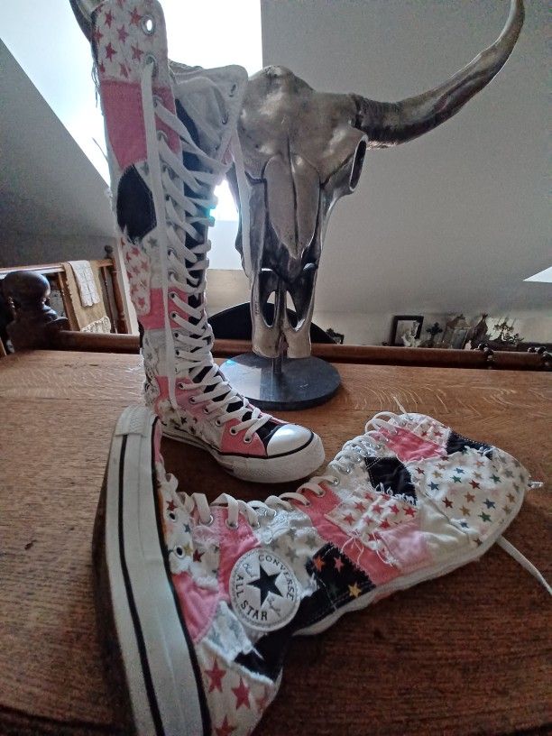 Vintage Patchwork Knee High Converse 80s Stock