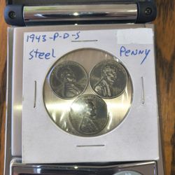 1943  steel Penny  D,P,S