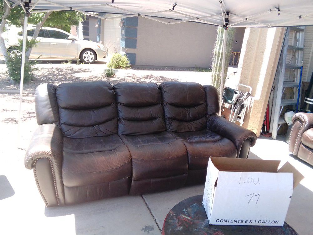 Leather Dual Recliner Sofa And Recliner