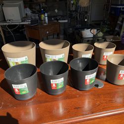 New Plastic Pots with Attached Saucers