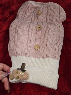 Pink Cable Knit Dog Sweater with Buttons