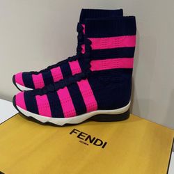 Authentic Fendi Sock Sneakers Marine Fucsia Fluor, Brand New , With Box And Bag, Size 37