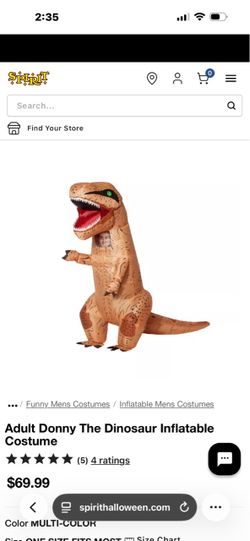 ADULT Donny The Dinosaur Inflatable Halloween Costume