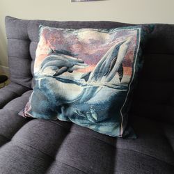 Large Square Throw Pillow Dolphins