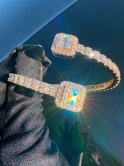 14k rose gold baguette diamond bypass bracelet