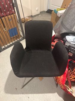 Black Fabric Accent Chair with Metal Legs