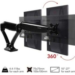 Monitor Arm Support Dual Monitor Mounts Stand, Full Motion Swivel Gas Spring for 10-27 inches LCD Computer VESA Monitor (Dual Arm Desk Mount