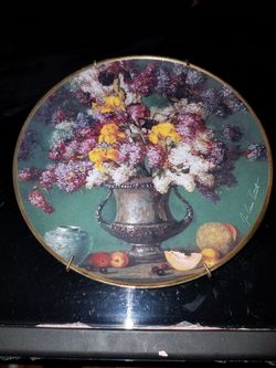 Franklin Mint Irises and Silver Plate