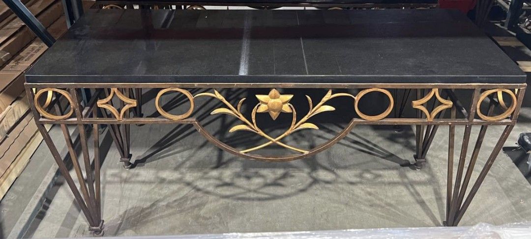 Large Rectangular Black Granite Stone Top Side, Buffet, Decorative Couch Table
