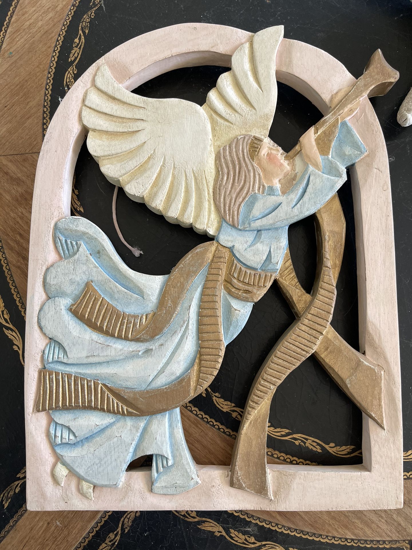Trumpeting Angel Wood Wall hanging