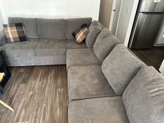 L shaped couch gray