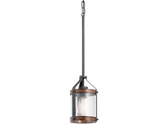 NEW! KICHLER Barrington Mini Pendant Suspended Light in Distressed Black with Clear Seeded Glass