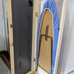Wall Mounted Ironing Board Cabinet with Mirror, Foldable Ironing Storage Station