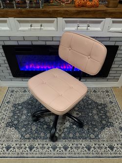 PINK DUMOS Armless Office Desk Chair, Small Vanity Chair with Lumbar Support