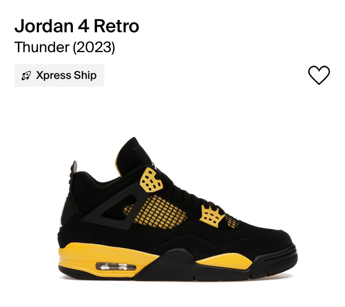 Air Jordan 4 Thunder Size 9.5
