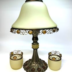 Vintage Party Lite Paris Retro Candle Holder Glass Beaded Lap