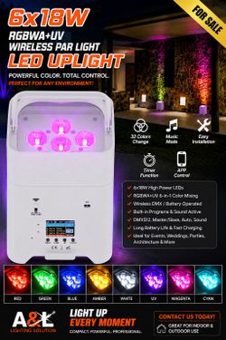 6x18W RGBWA+UV Wireless LED Uplight