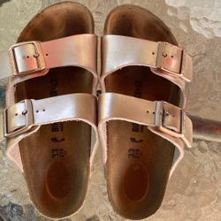 Rose Gold Birkenstocks For Girl Size33