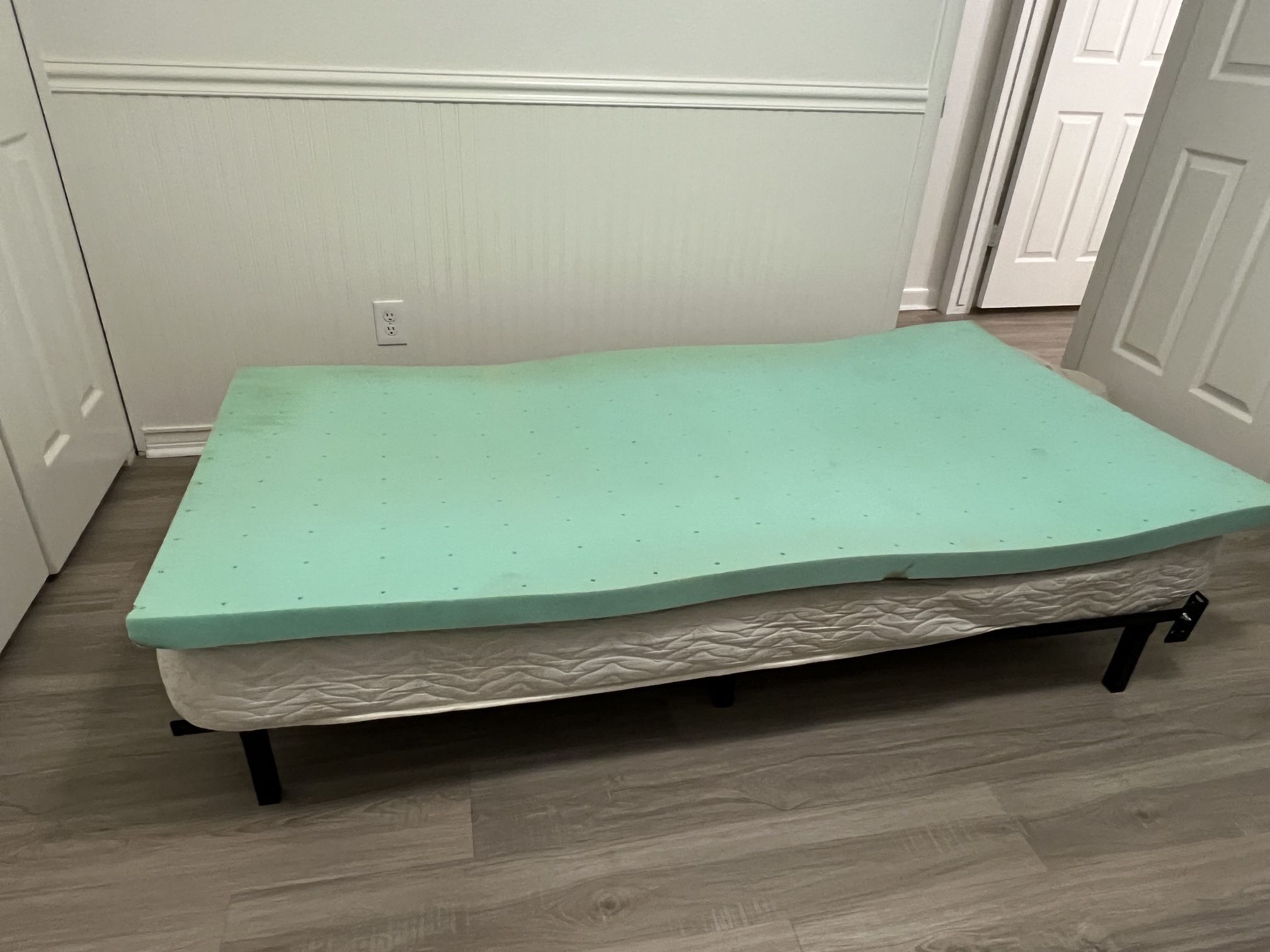 Twin Mattress, Frame And Memory Foam Pad