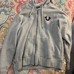 True Religion Gray zip up Hoodie