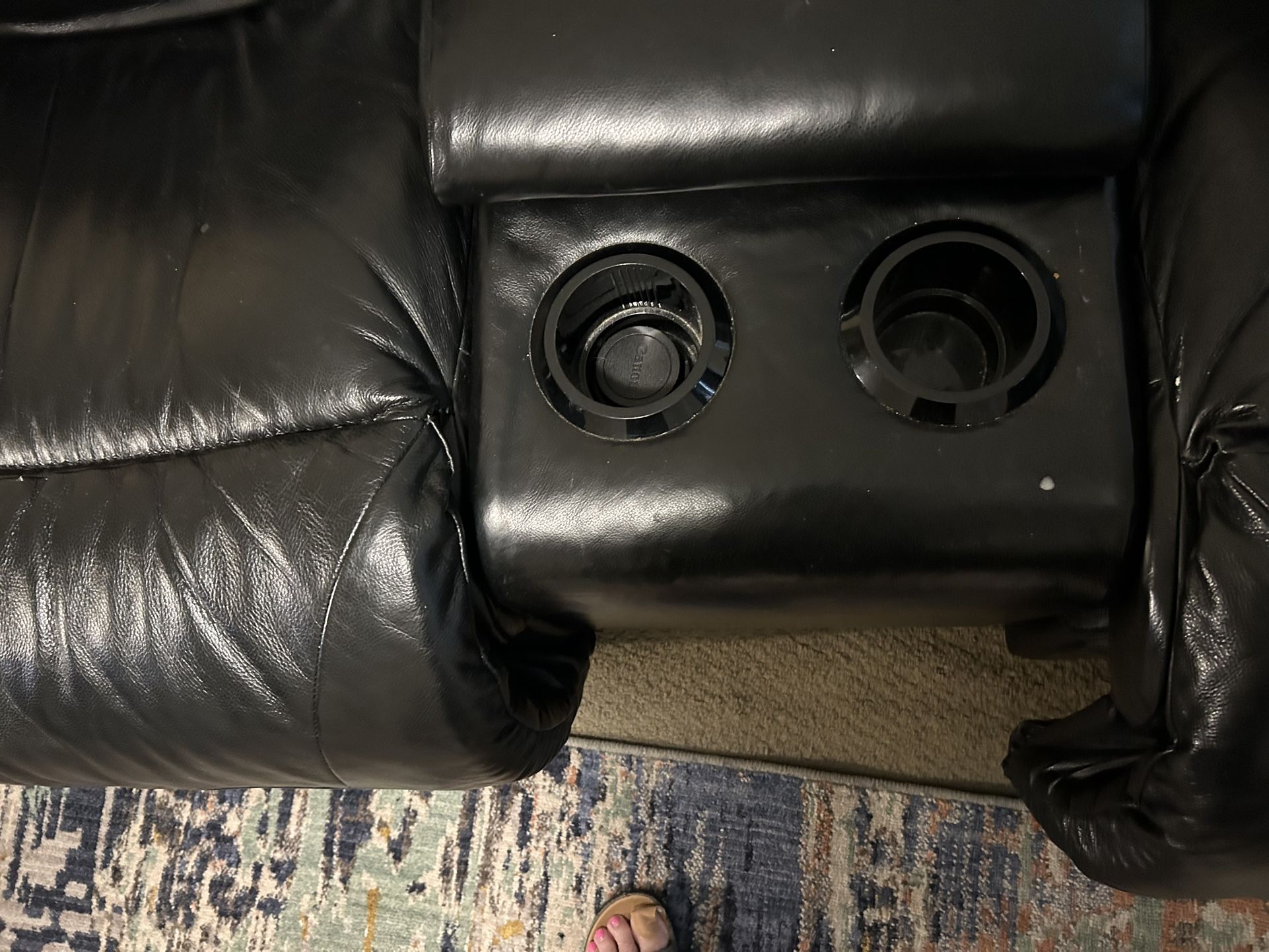 Black Leather Sofa Like New