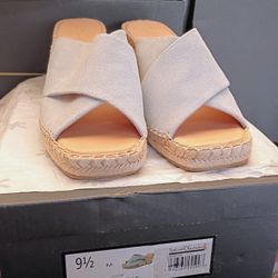 Splendid Women’s Britt Espadrille Platform Leather Wedge Slide Sandal