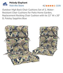 Melody Elephant Outdoor High Back Chair Cushions Set of 2