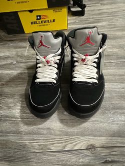 Air Jordan 5 Black Silver Red Sneakers