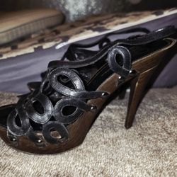 Blk Leather Heels, Jessica Simpson.