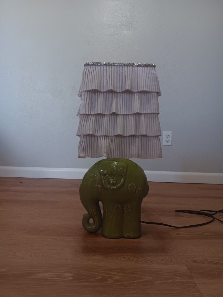 Antique Green Elephant Lamp