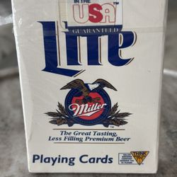 Vintage Miller Lite Plastic Coated Poker Size Playing Cards By Hoyle #6900 ~Sealed ~Made in USA~