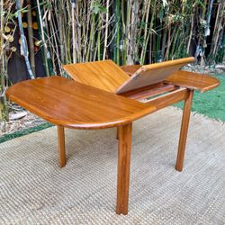 Mid-Century Danish Modern Teak Butterfly Leaf Expanding Dining Table